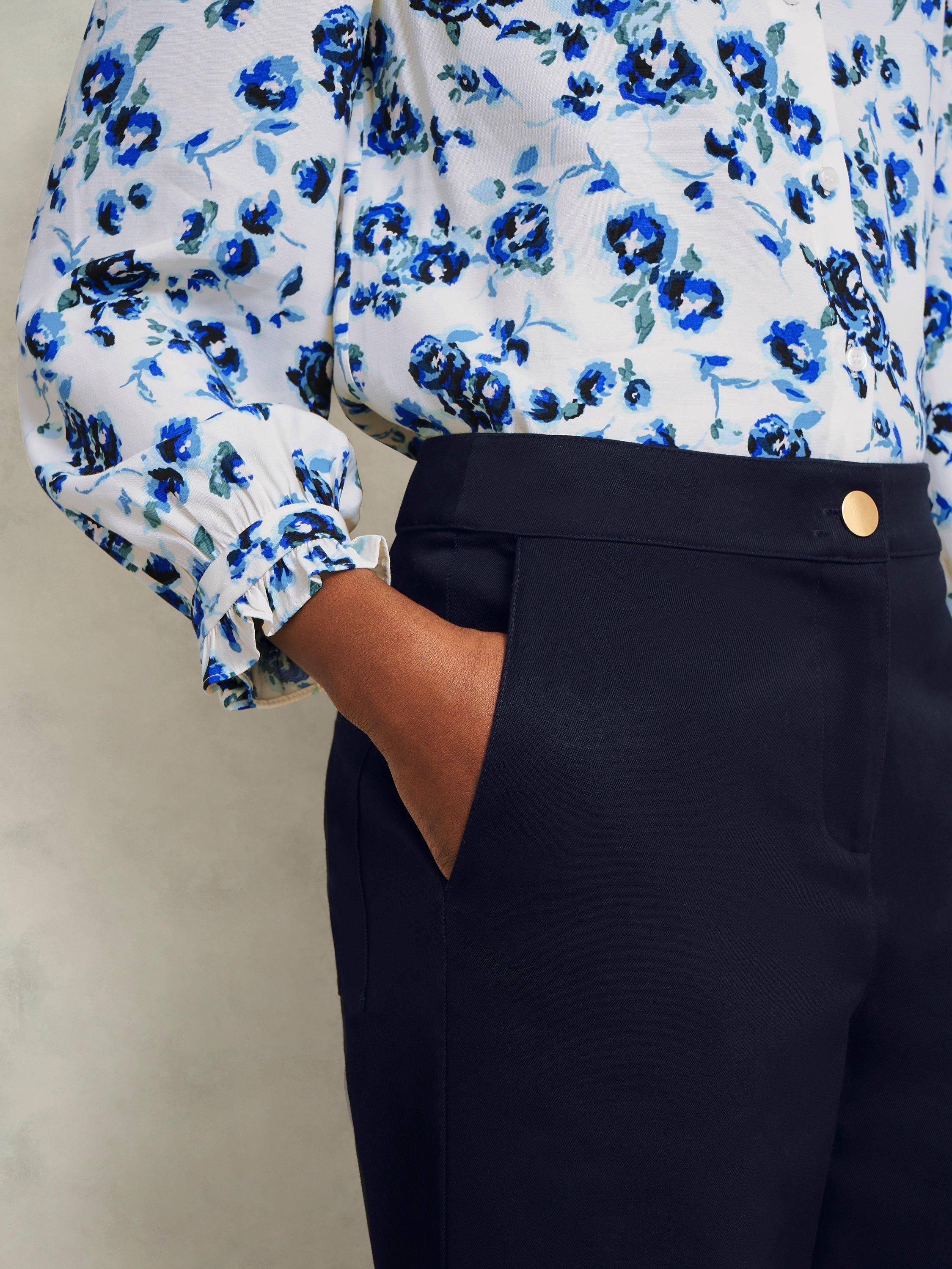 Product image 6 of 7, which shows Hobbs Norfolk Cropped Tailored Trousers, Navy, 12
