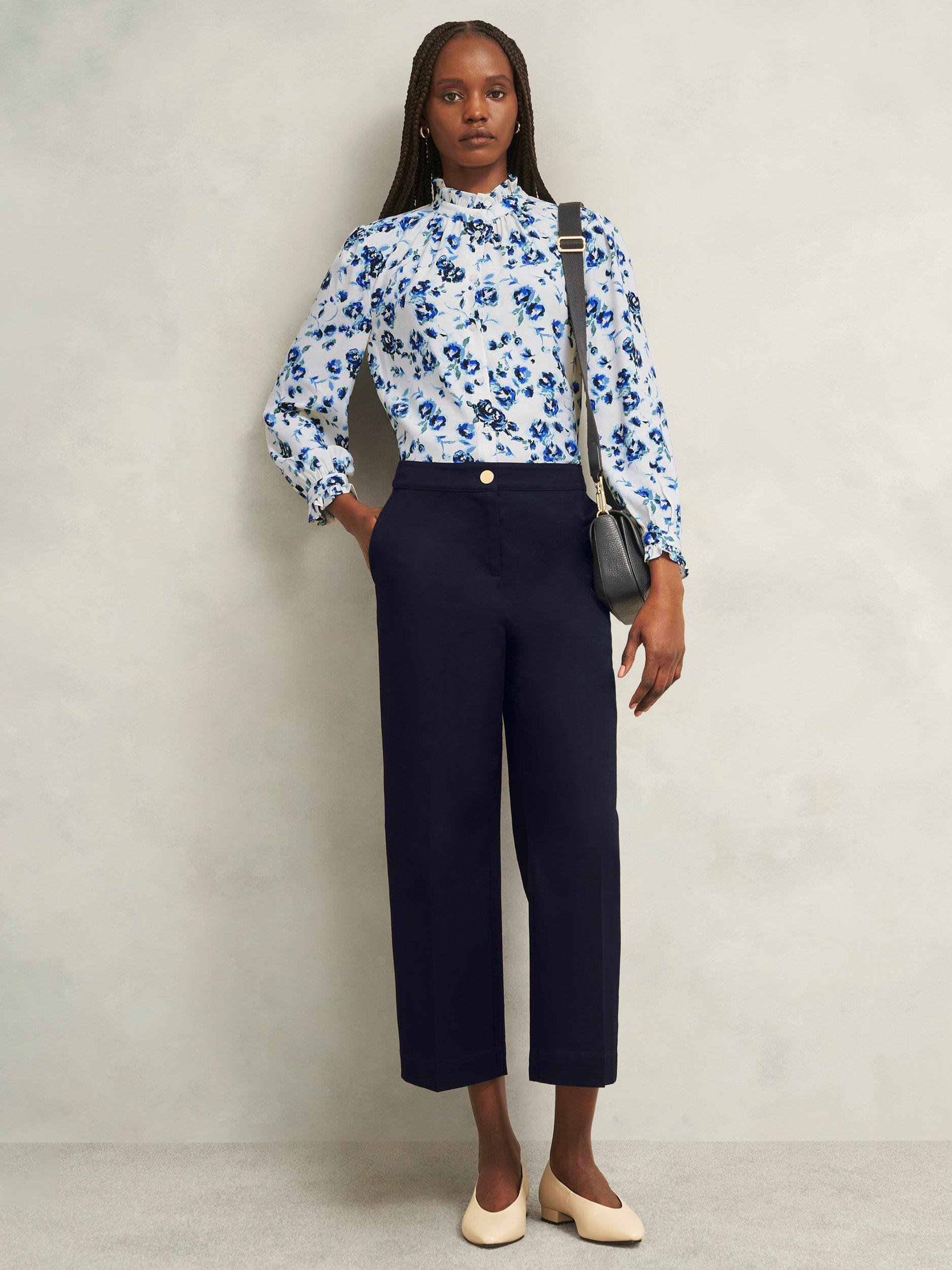 Product image 7 of 7, which shows Hobbs Norfolk Cropped Tailored Trousers, Navy, 12