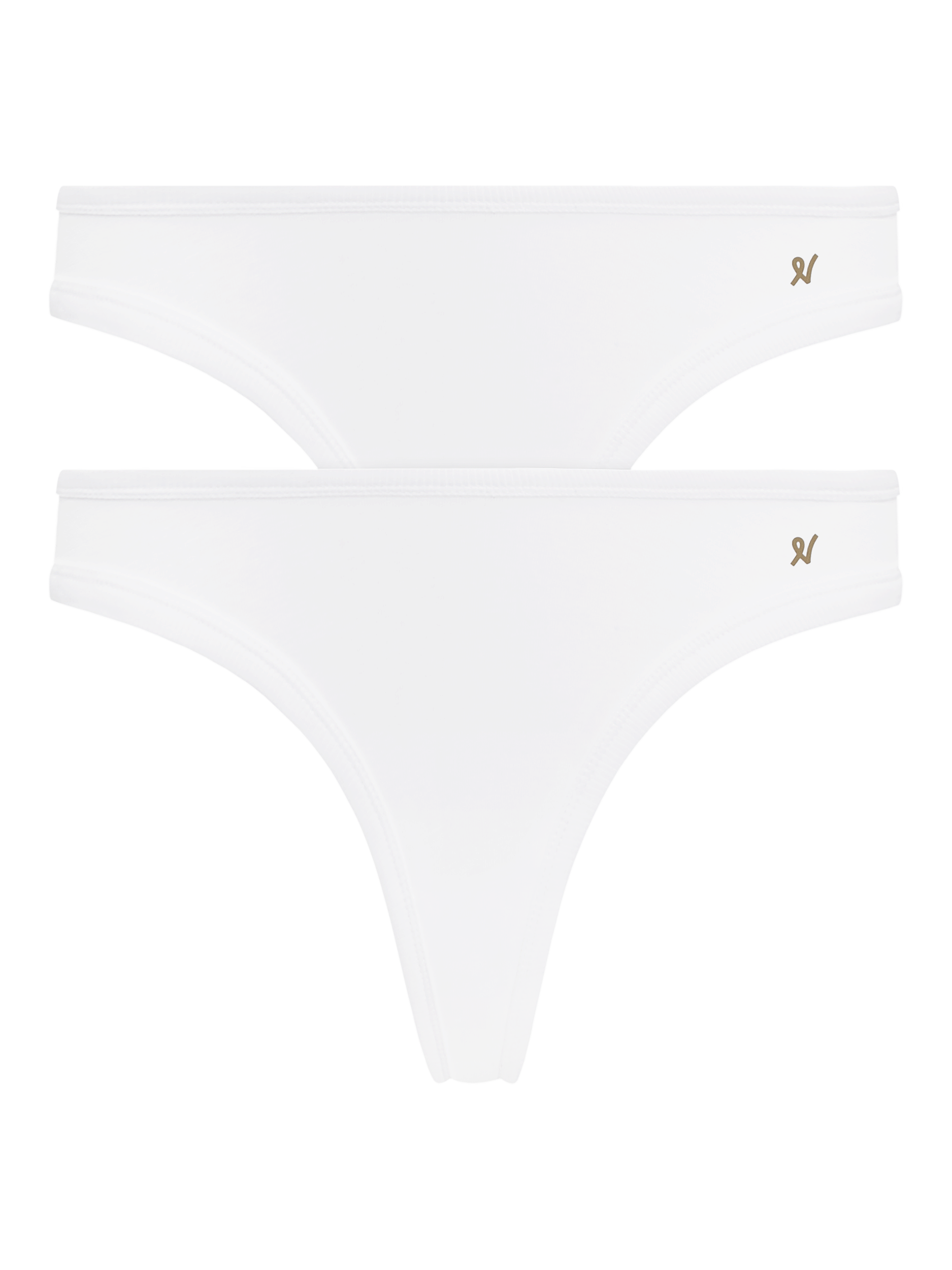 Product image 1 of 3, which shows Nudea Organic Cotton Thong, Pack of 2, White, XS