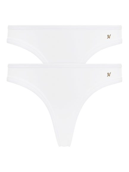 Nudea Organic Cotton Thong, Pack of 2, White, White