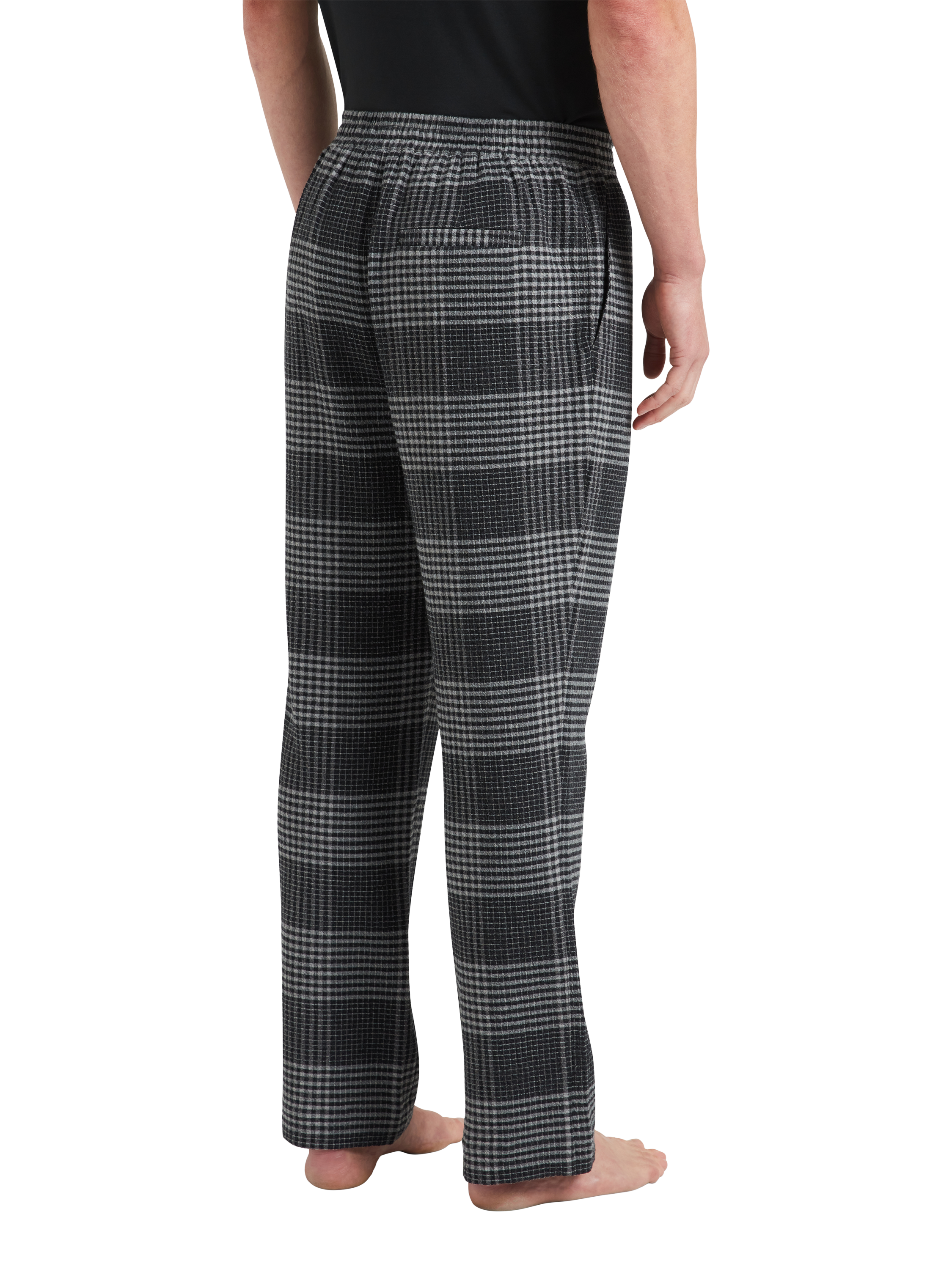 Product image 3 of 5, which shows CHÉ Studios Cotton-Cashmere Check Pyjama Trousers, Grey Mid, S