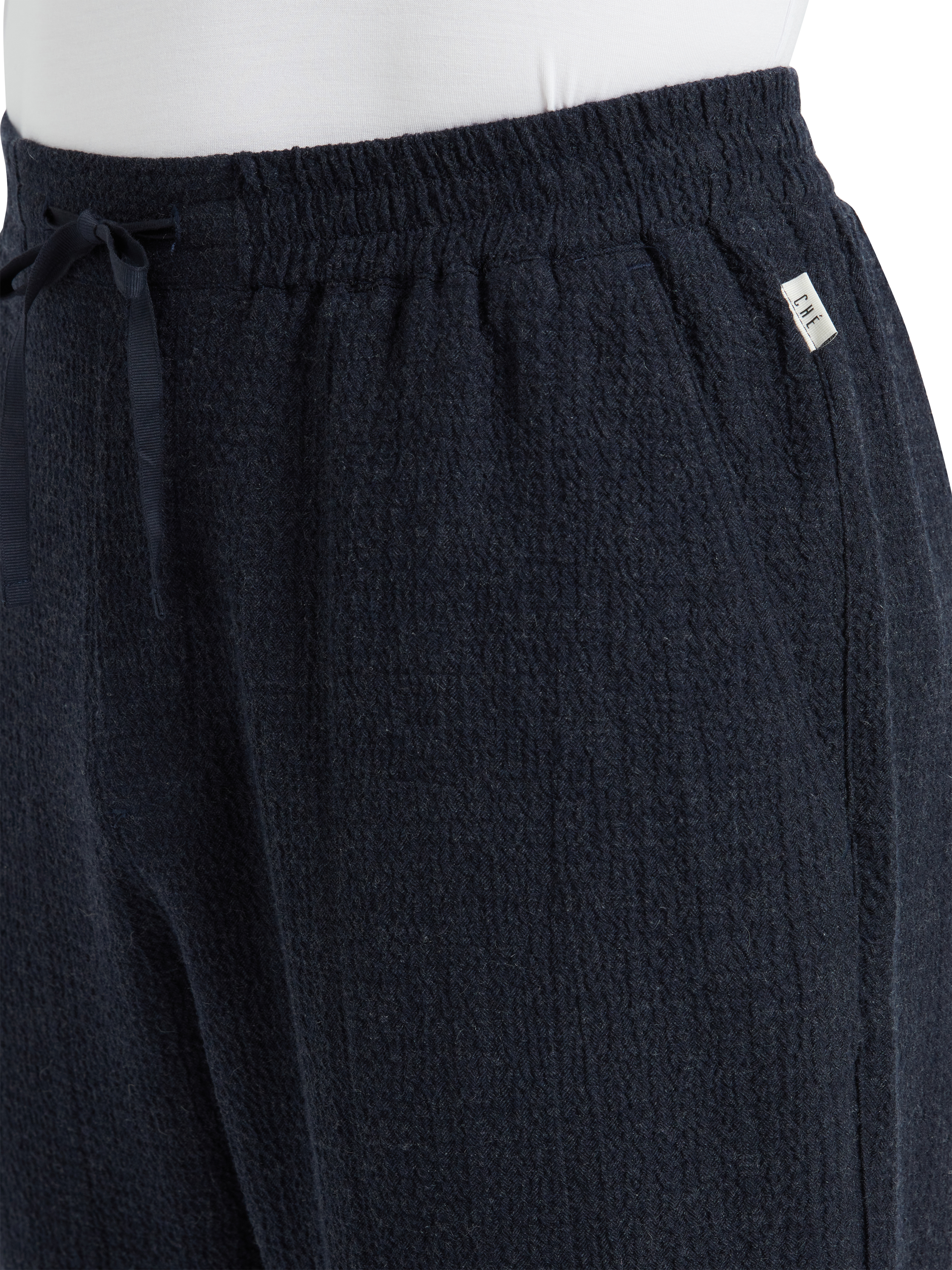 Product image 2 of 5, which shows CHÉ Studios Cotton Cashmere Blend Pyjama Trousers, Blue Navy, S