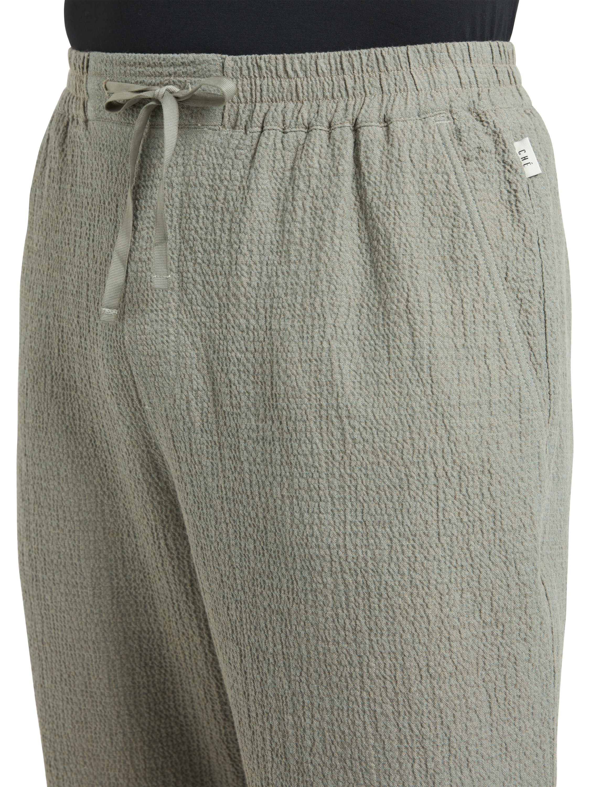 Product image 2 of 5, which shows CHÉ Studios Cotton Cashmere Blend Pyjama Trousers, Green Mid, S