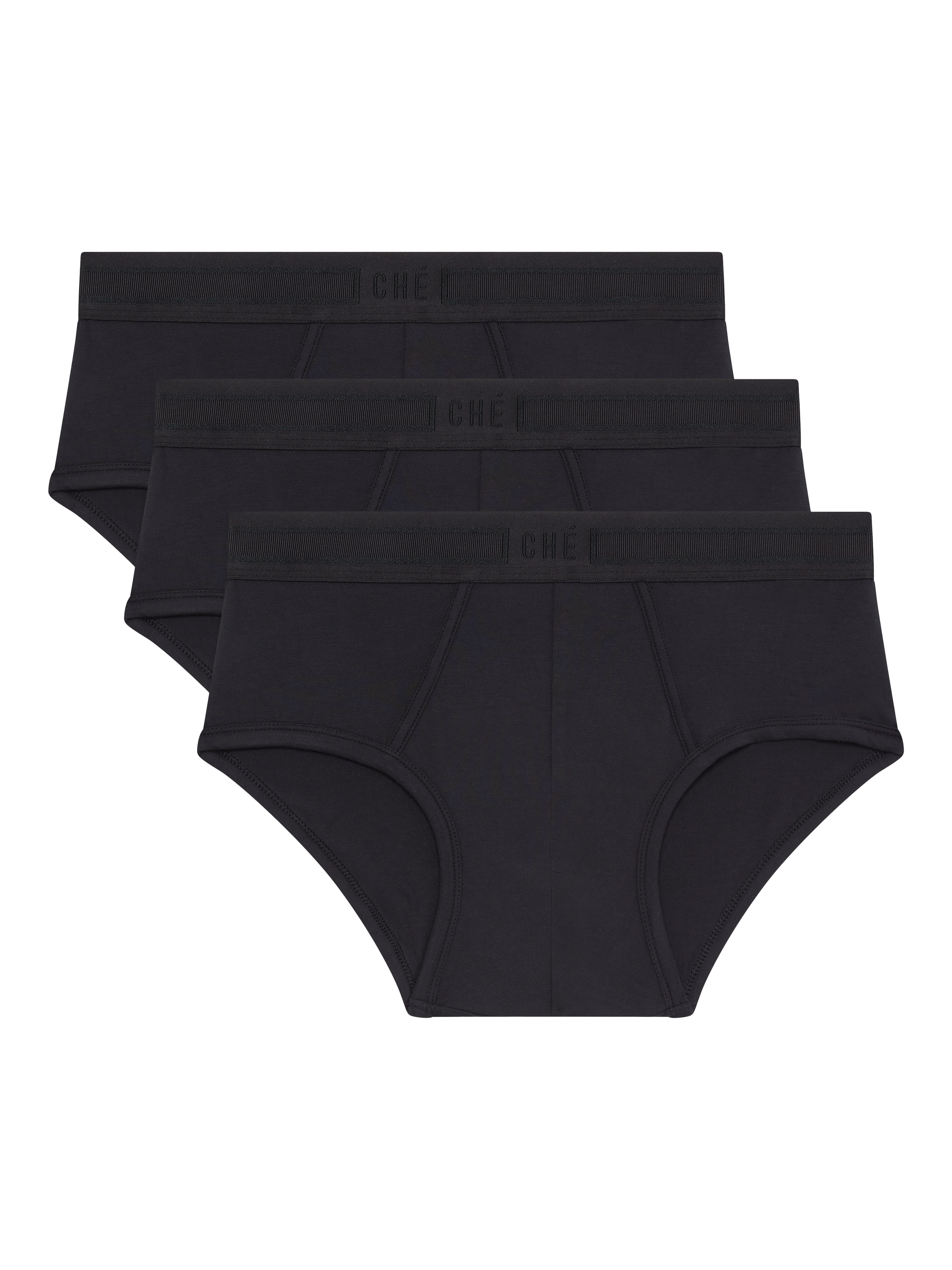 Product image 1 of 4, which shows CHÉ Studios Briefs containing TENCEL™ Modal, Pack of 3, Black Black, S