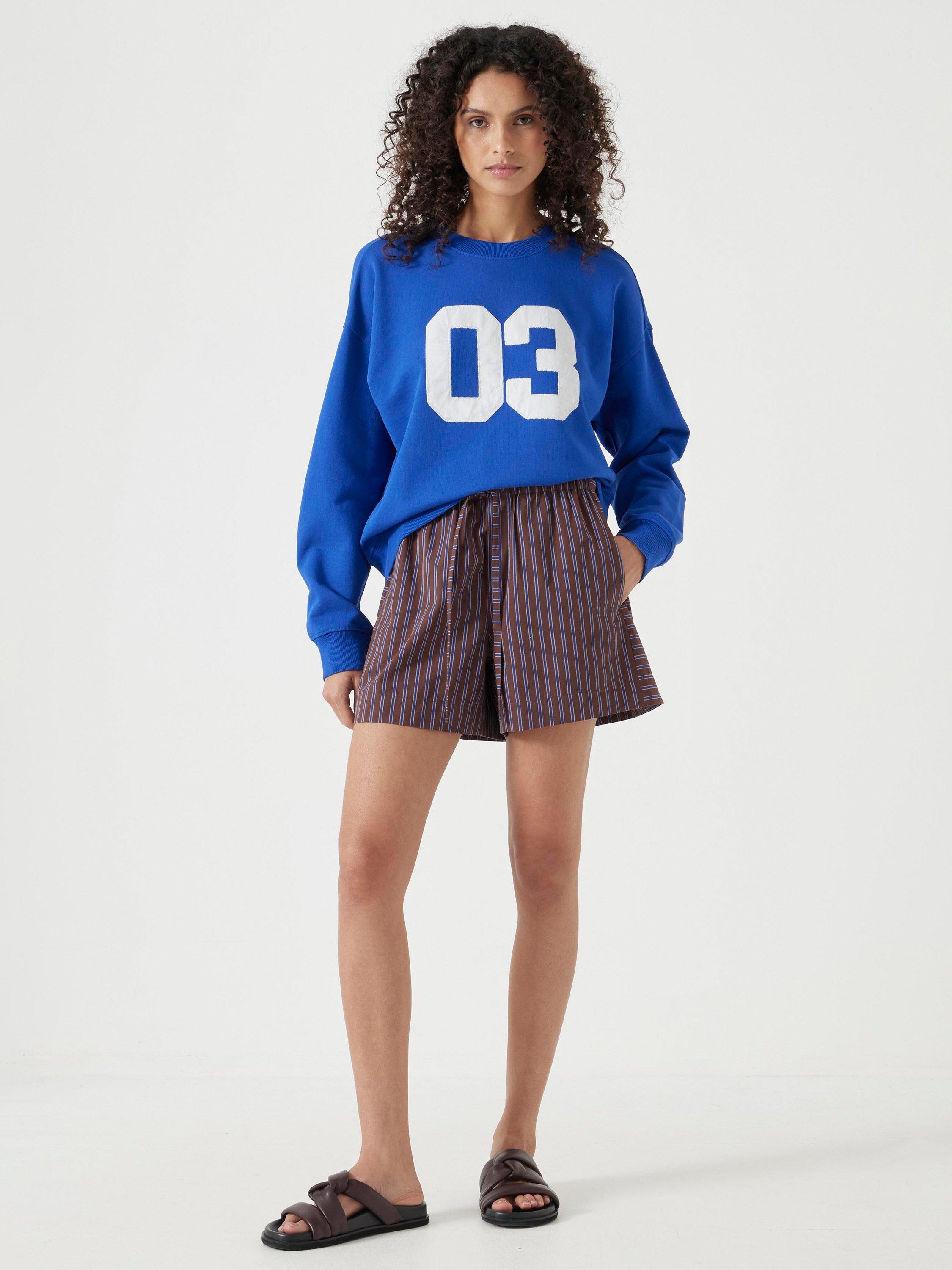 Product image 2 of 5, which shows HUSH Collegiate Graphic Sweatshirt, Blue/Multi, L