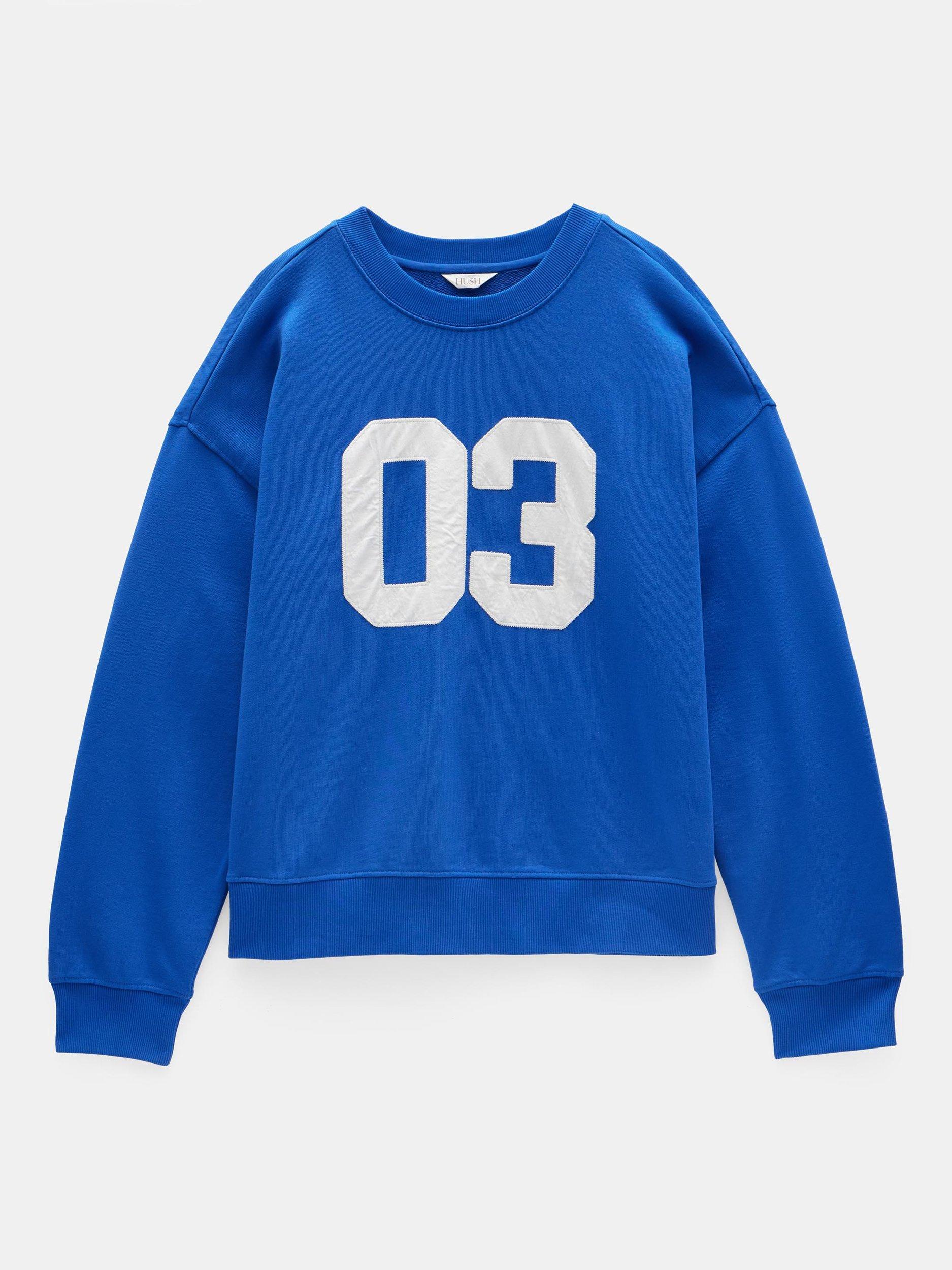 Product image 3 of 5, which shows HUSH Collegiate Graphic Sweatshirt, Blue/Multi, L