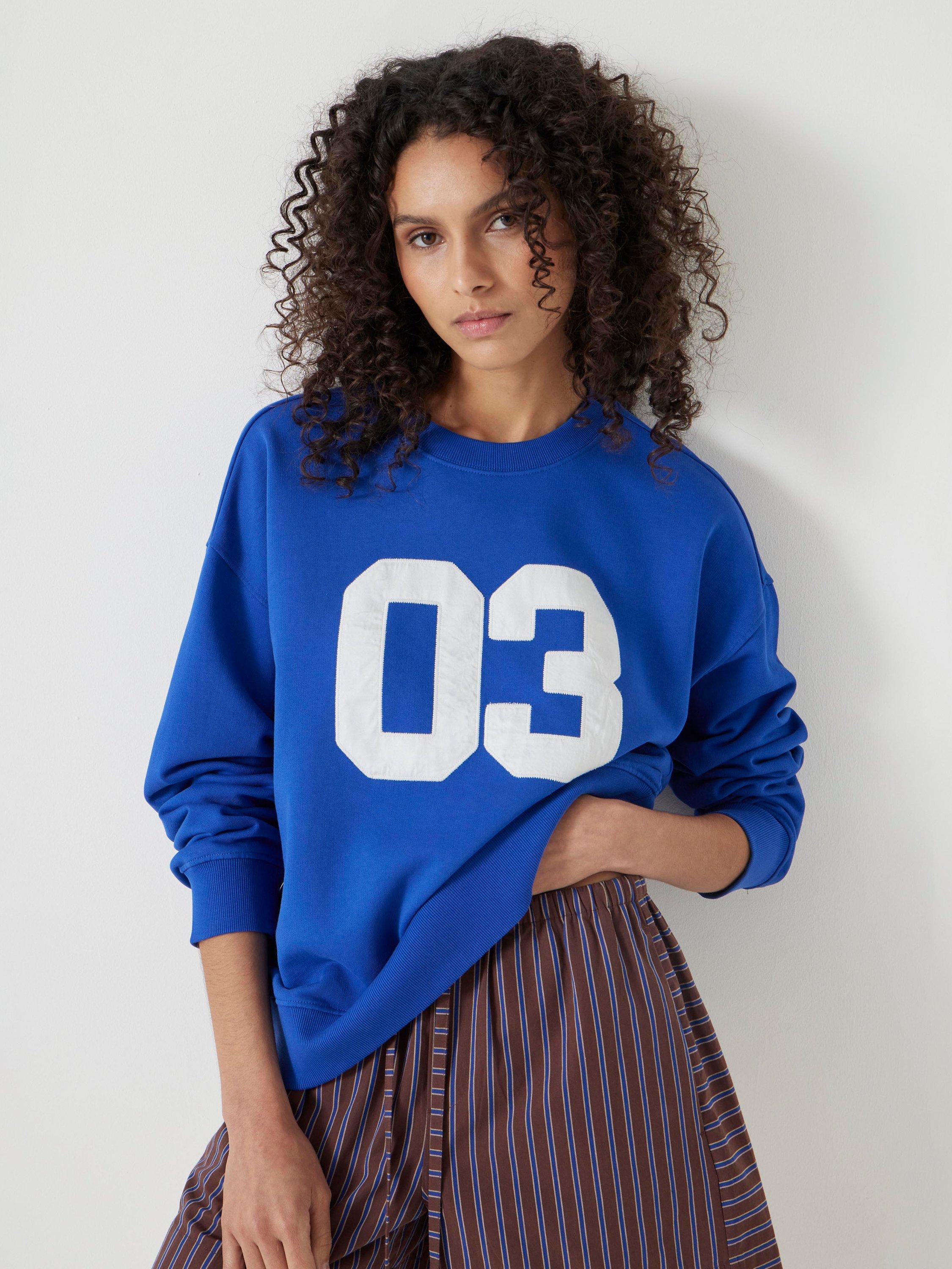 Product image 4 of 5, which shows HUSH Collegiate Graphic Sweatshirt, Blue/Multi, L