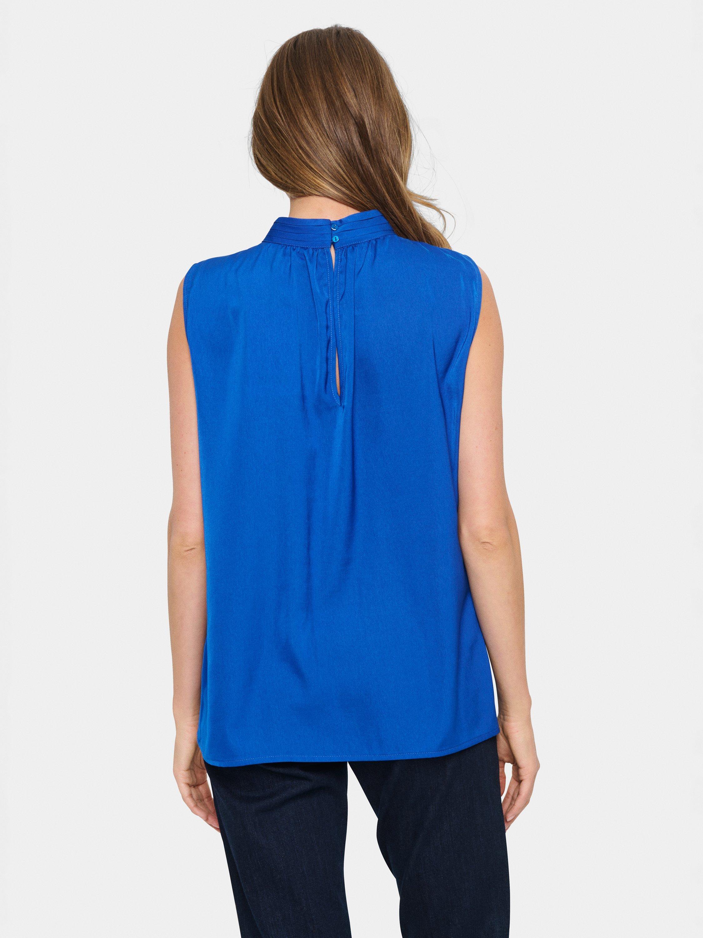 Product image 2 of 5, which shows Saint Tropez Aileen High Neck Sleeveless Blouse, Surf Blue, XL