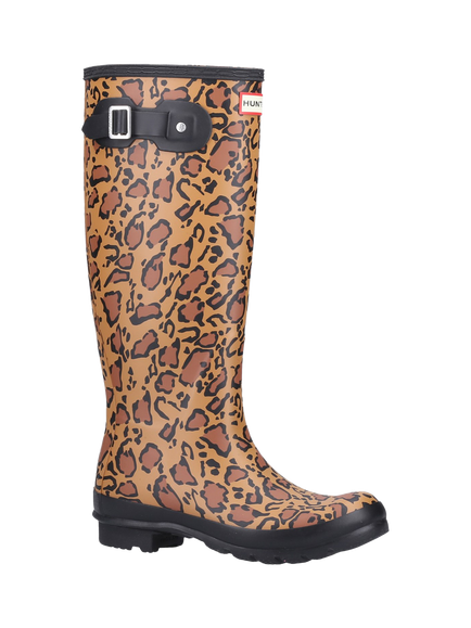 Hunter Original Leopard Print Tall Wellington Boots, Multi - view 2, Multi