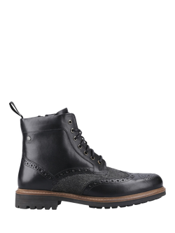 Hunter Loch Leather Brogue Country Ankle Boots, Black, Black