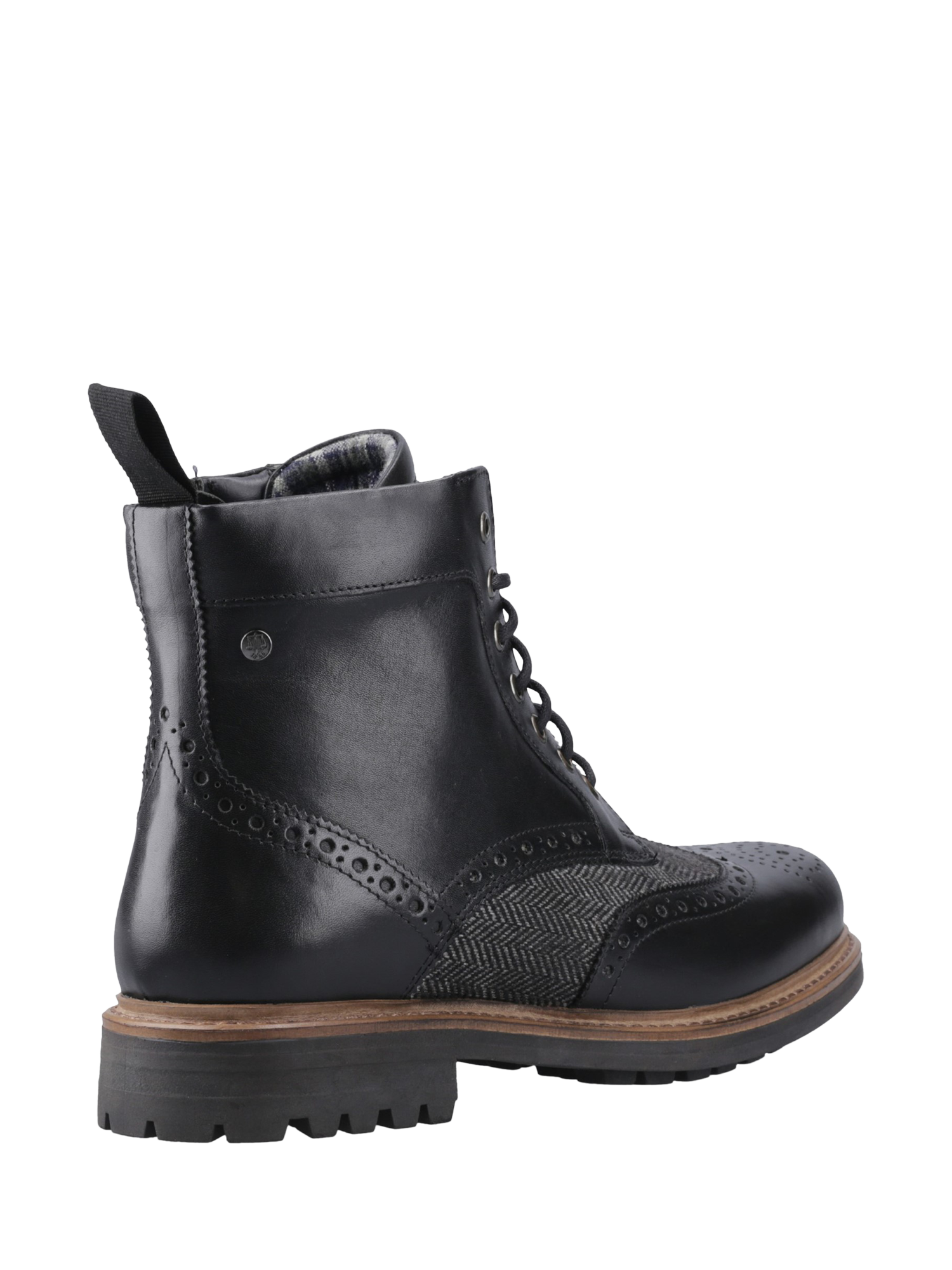 Product image 3 of 4, which shows Hunter Loch Leather Brogue Country Ankle Boots, Black, 7