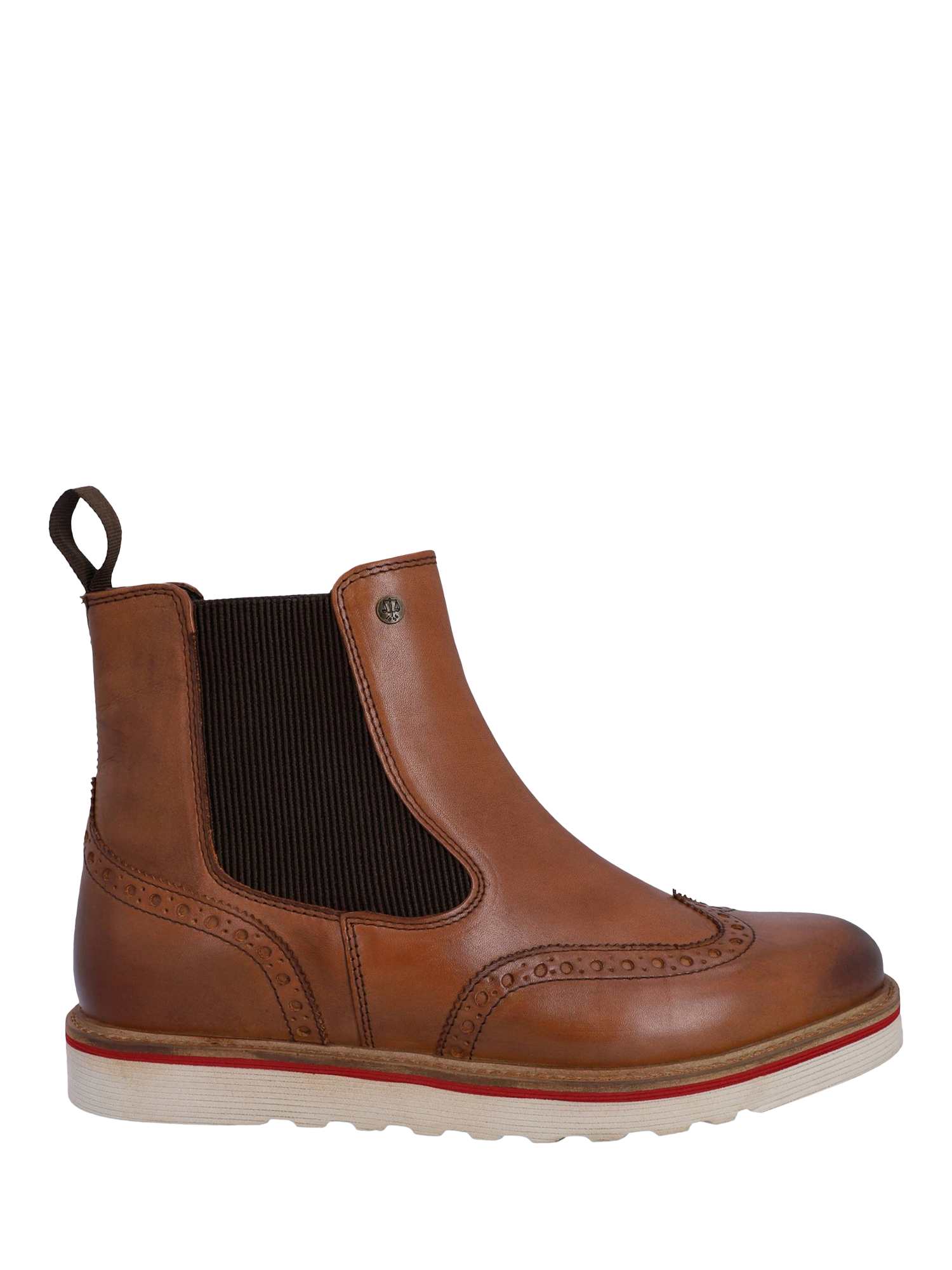 Product image 1 of 4, which shows Hunter Orkney Leather Brogue Chelsea Boots, Tan, 7