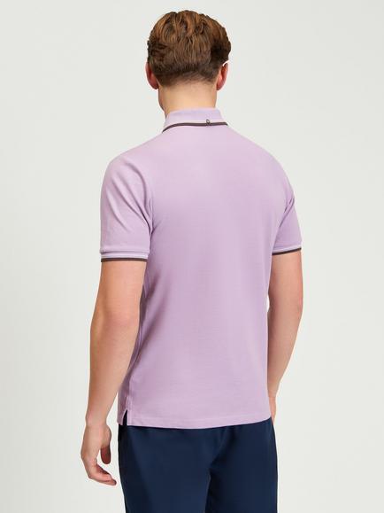 Ben Sherman Signature Short Sleeve Pique Cotton Polo Shirt - view 2, Purple