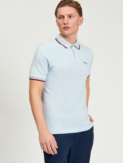 Ben Sherman Cotton Signature Pique Polo Top, Powder Blue, Powder Blue