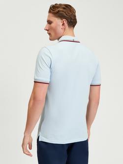 Ben Sherman Cotton Signature Pique Polo Top, Powder Blue - view 2, Powder Blue