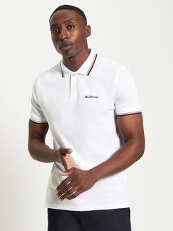 Ben Sherman Signature Short Sleeve Pique Cotton Polo Shirt, White