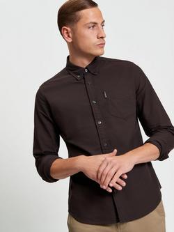 Ben Sherman Organic Cotton Long Sleeve Collar Shirt, Dark Brown