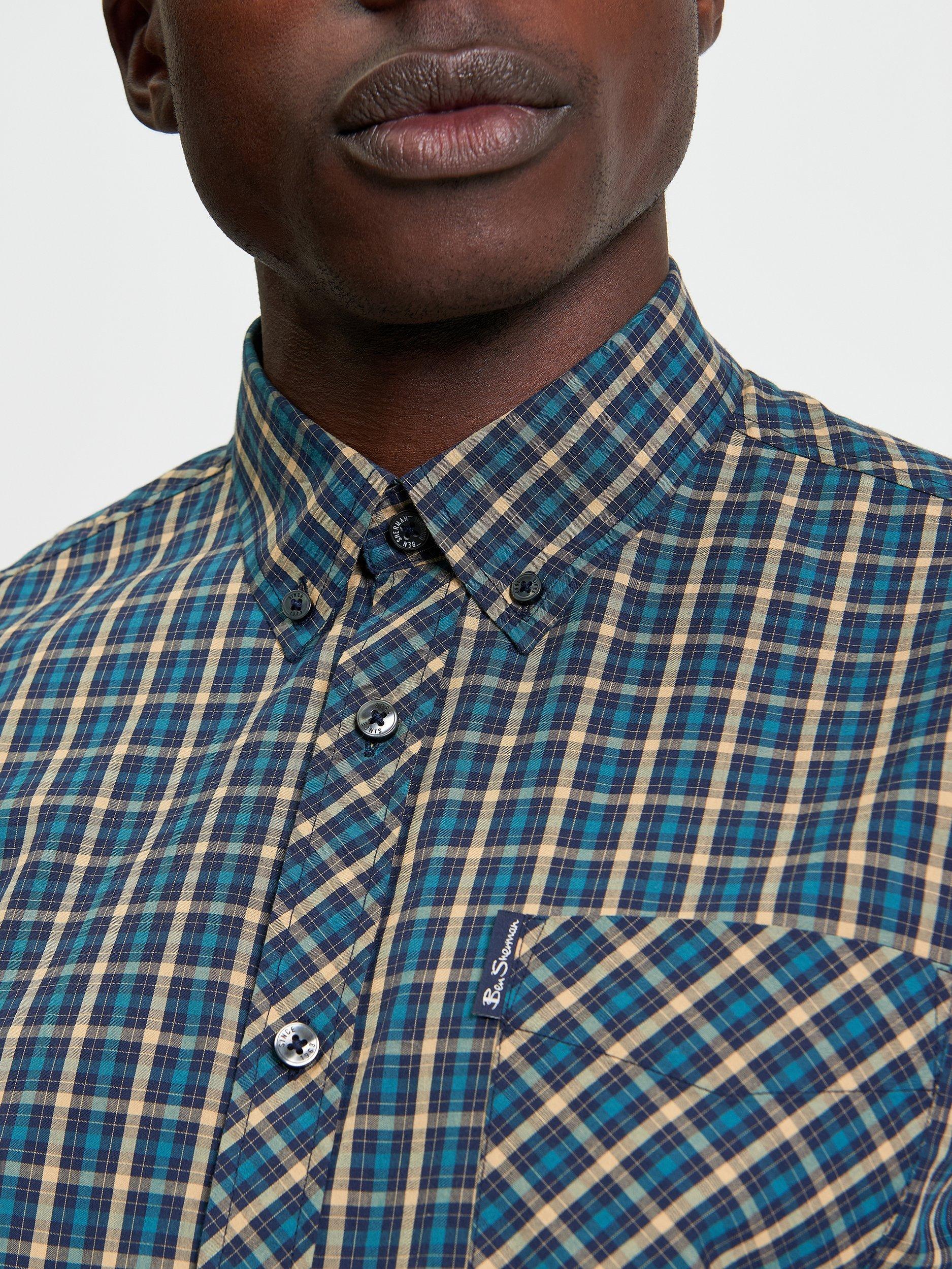 Product image 4 of 5, which shows Ben Sherman Cotton House Check Shirt, Teal/Multi, M
