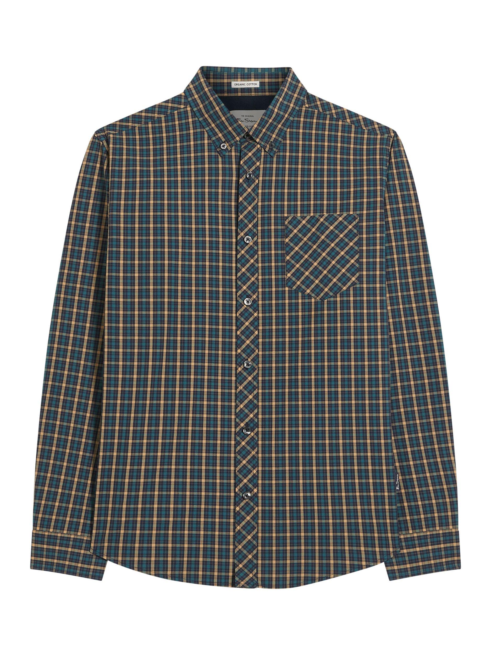 Product image 5 of 5, which shows Ben Sherman Cotton House Check Shirt, Teal/Multi, M