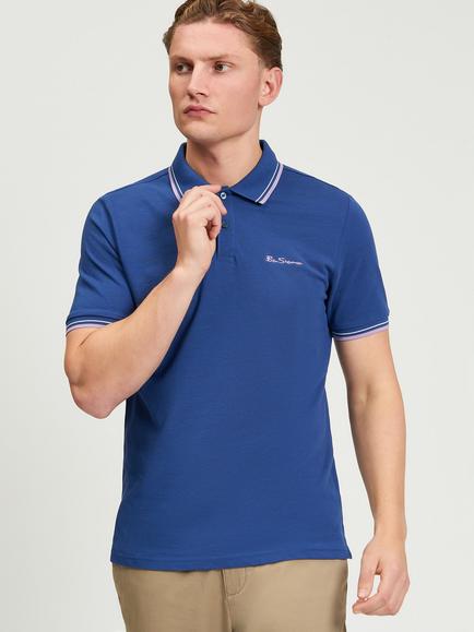 Ben Sherman Signature Short Sleeve Pique Cotton Polo Shirt, Blue Ink