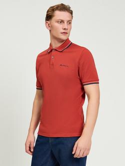 Ben Sherman Signature Short Sleeve Pique Cotton Polo Shirt, Bright Red