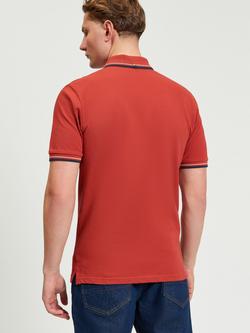 Ben Sherman Signature Short Sleeve Pique Cotton Polo Shirt - view 2, Bright Red