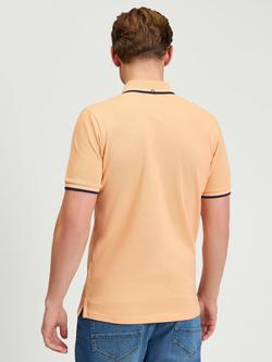 Ben Sherman Signature Short Sleeve Pique Cotton Polo Shirt - view 2, Coral Orange