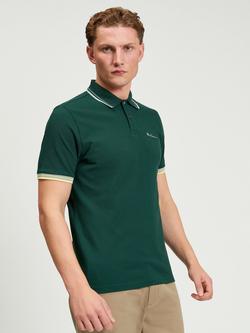 Ben Sherman Signature Short Sleeve Pique Cotton Polo Shirt, Forest Green