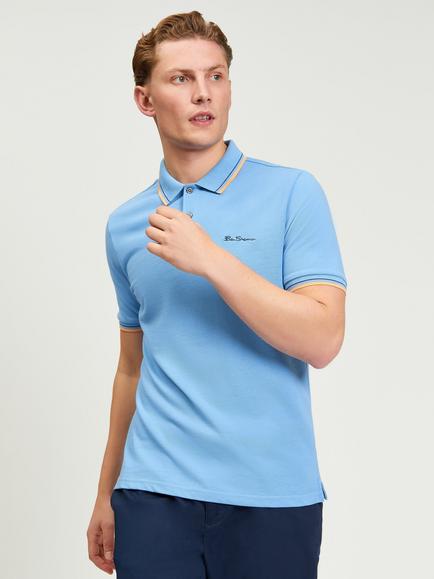 Ben Sherman Signature Cotton Polo Shirt, Lake Blue