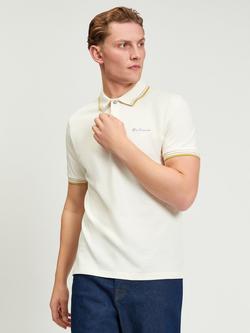 Ben Sherman Signature Short Sleeve Pique Cotton Polo Shirt, Oyster White