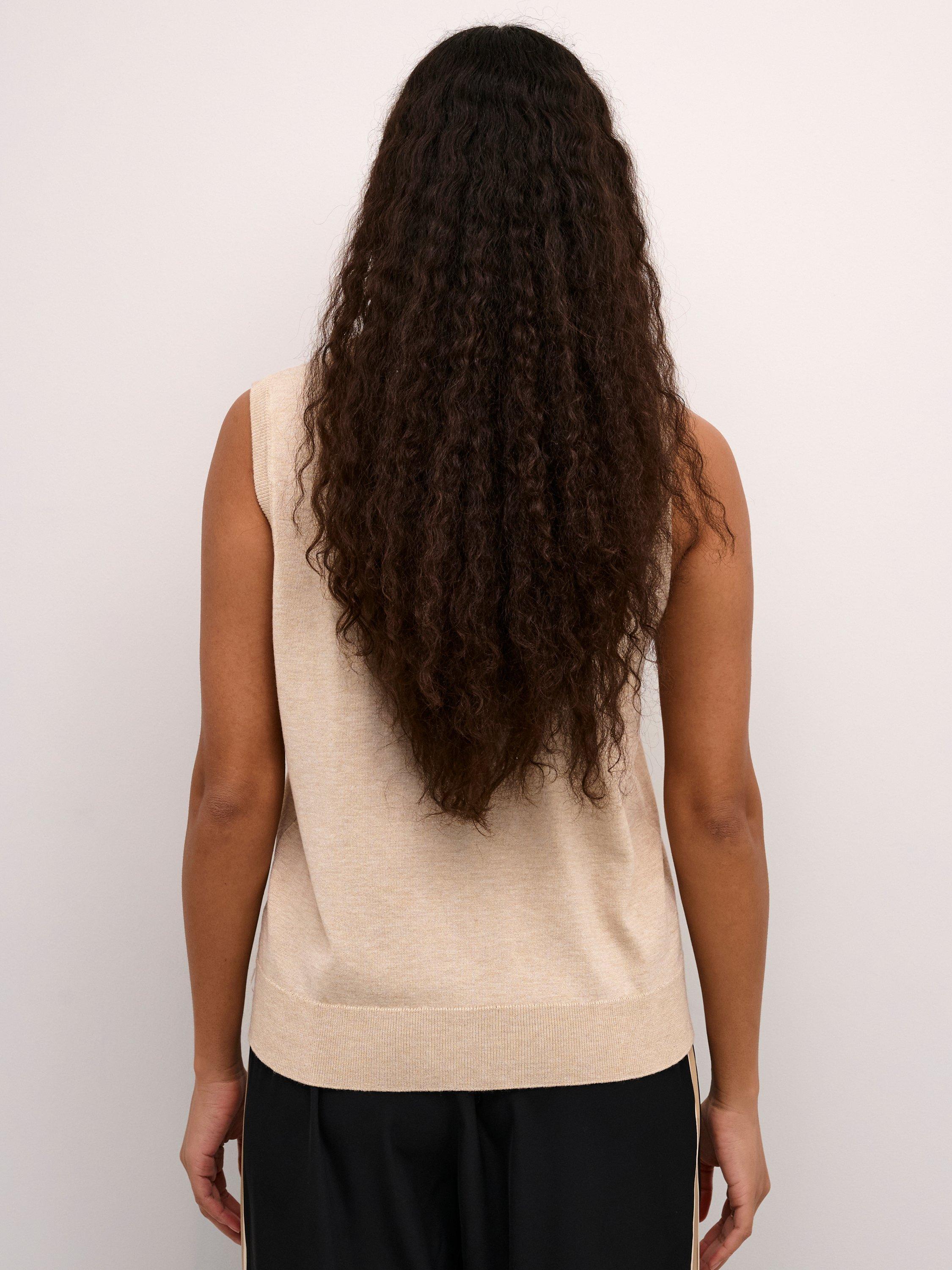Product image 2 of 6, which shows KAFFE Lizza Sleeveless Round Neck Jumper, Natural Beige, XXL