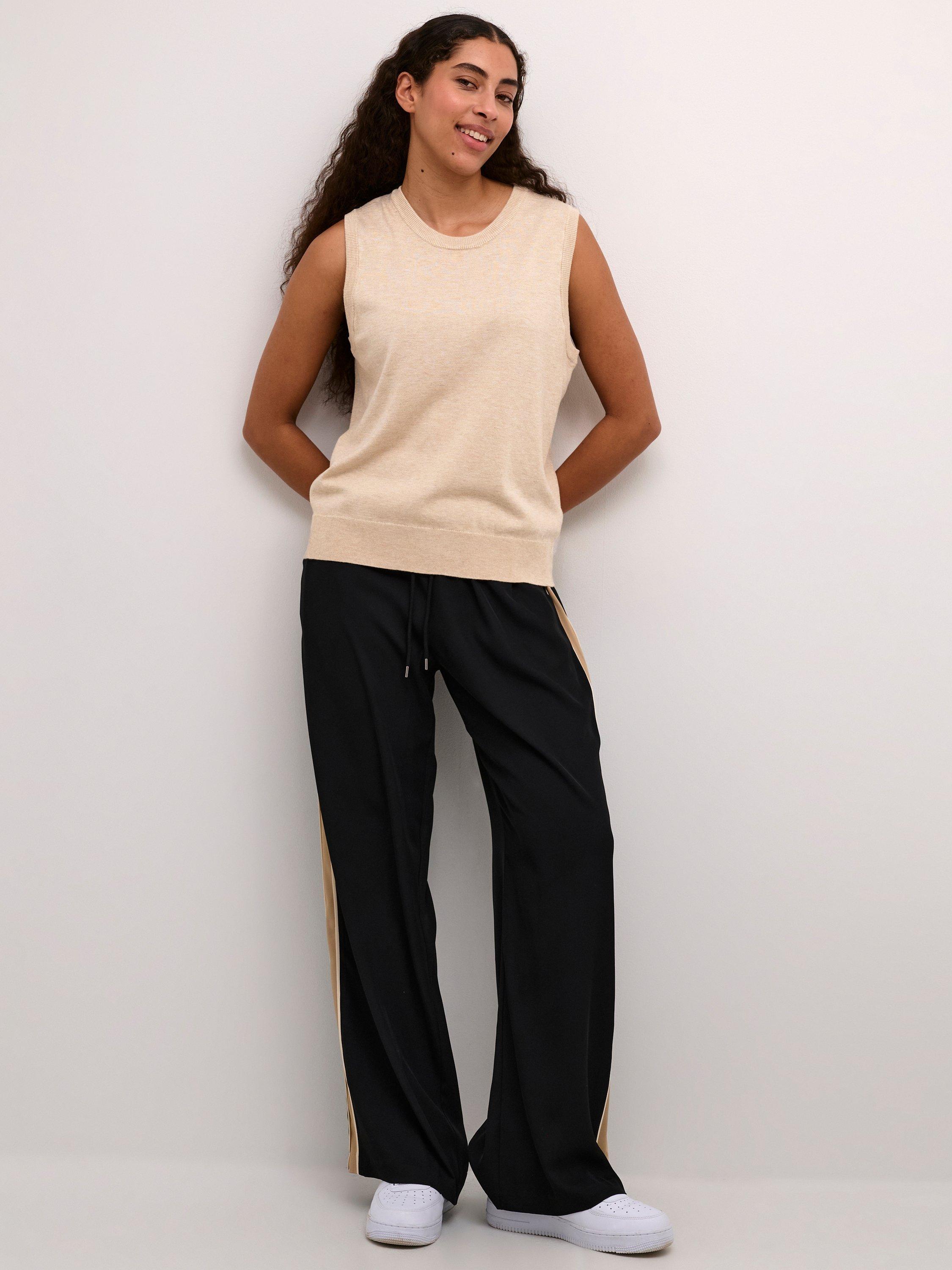 Product image 3 of 6, which shows KAFFE Lizza Sleeveless Round Neck Jumper, Natural Beige, XXL