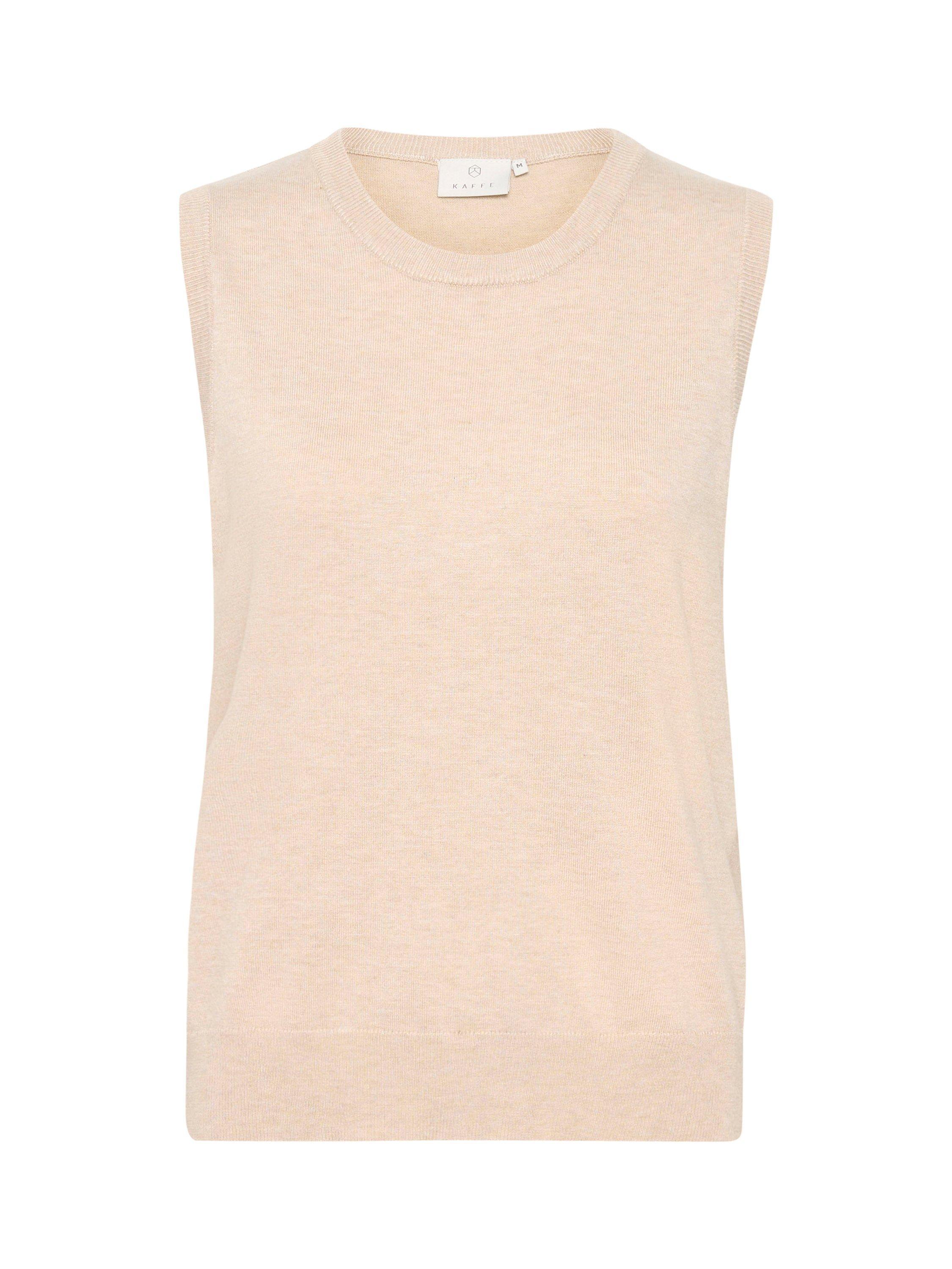Product image 5 of 6, which shows KAFFE Lizza Sleeveless Round Neck Jumper, Natural Beige, XXL