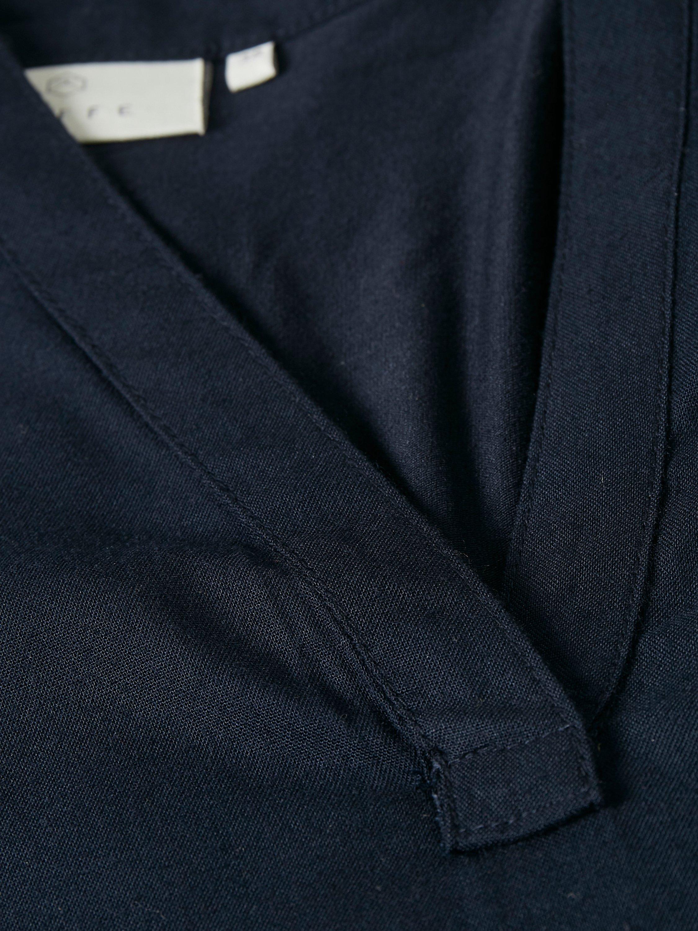 Product image 7 of 7, which shows KAFFE Kacalina Long Sleeve V Neck Blouse, Mid Blue, 8