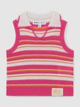 Reiss Kids' Cotton Blend Sleeveless Collared Striped Vest, Pink