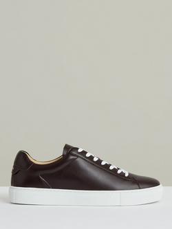Reiss Finley Leather Trainers, Plum Purple