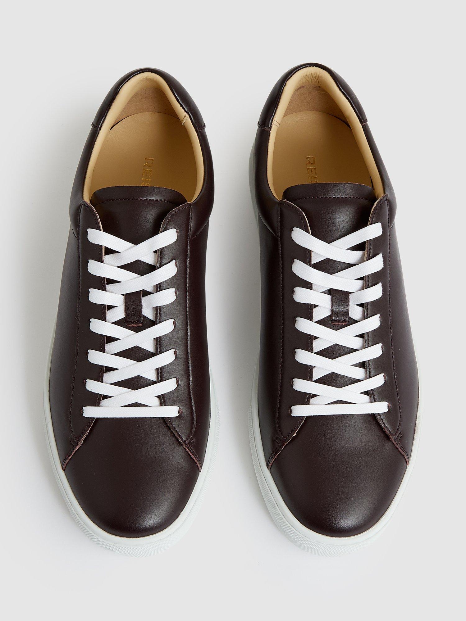 Product image 4 of 5, which shows Reiss Finley Leather Trainers, Plum Purple, 10