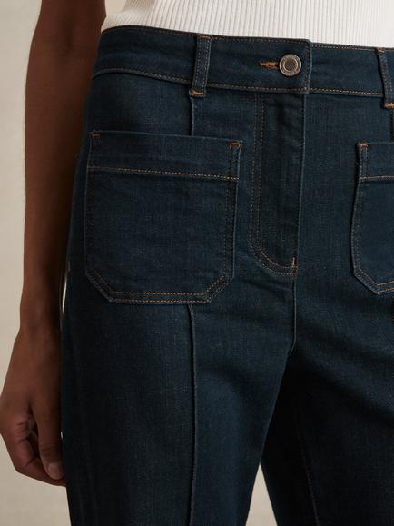 Reiss Sakura Flared Jeans, Dark Blue - view 2, Dark Blue