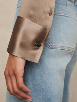 Reiss Ameira Pure Silk Shirt - view 2, Taupe Brown