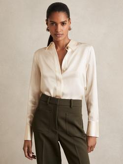 Reiss Ameira Pure Silk Shirt, Ivory