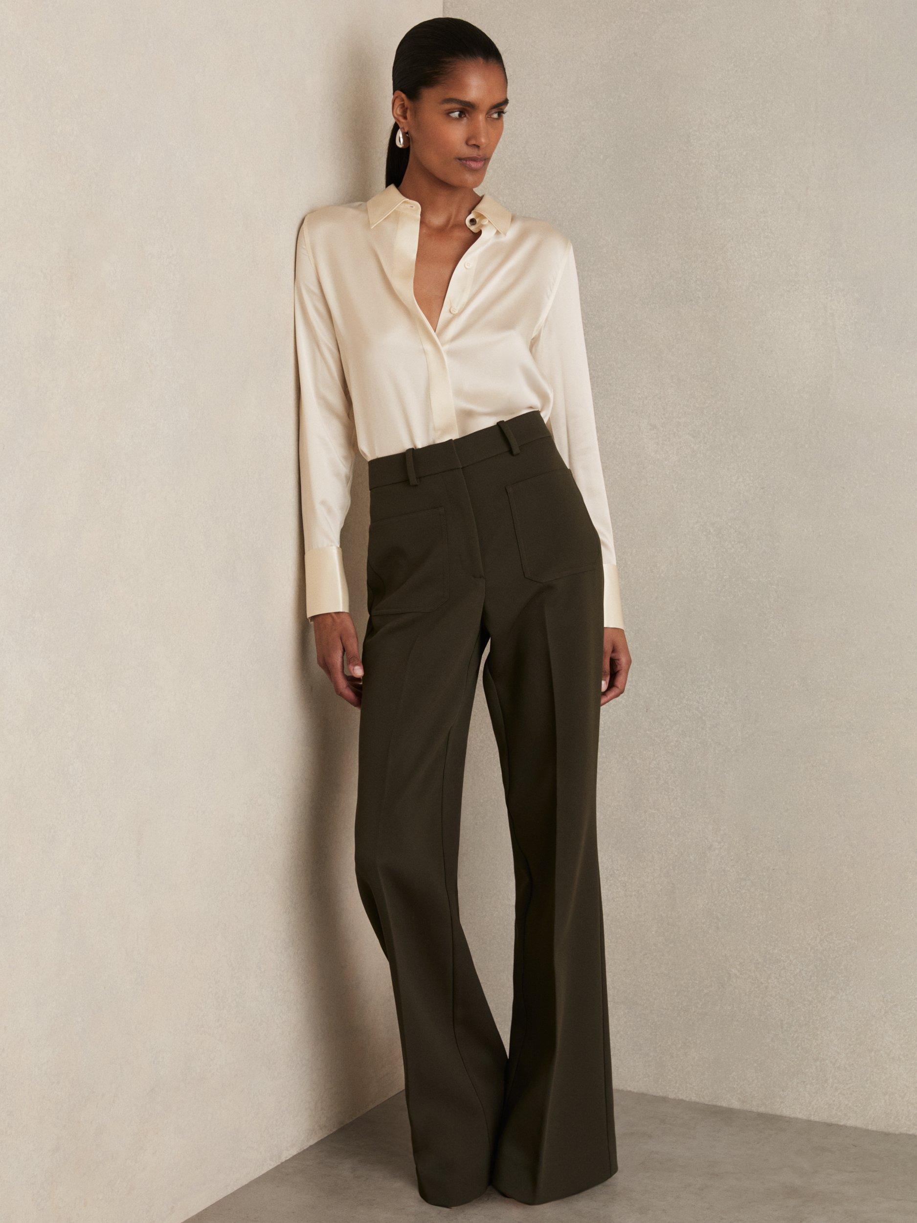 Product image 4 of 5, which shows Reiss Ameira Pure Silk Shirt, Ivory, 6