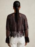 Reiss Emilia Floral Lace Top, Chocolate Brown