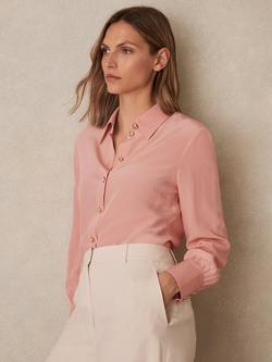Reiss Gianna Pure Silk Shirt, Pink