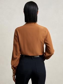 Reiss Gianna Pure Silk Shirt, Tan Brown - view 2, Tan Brown