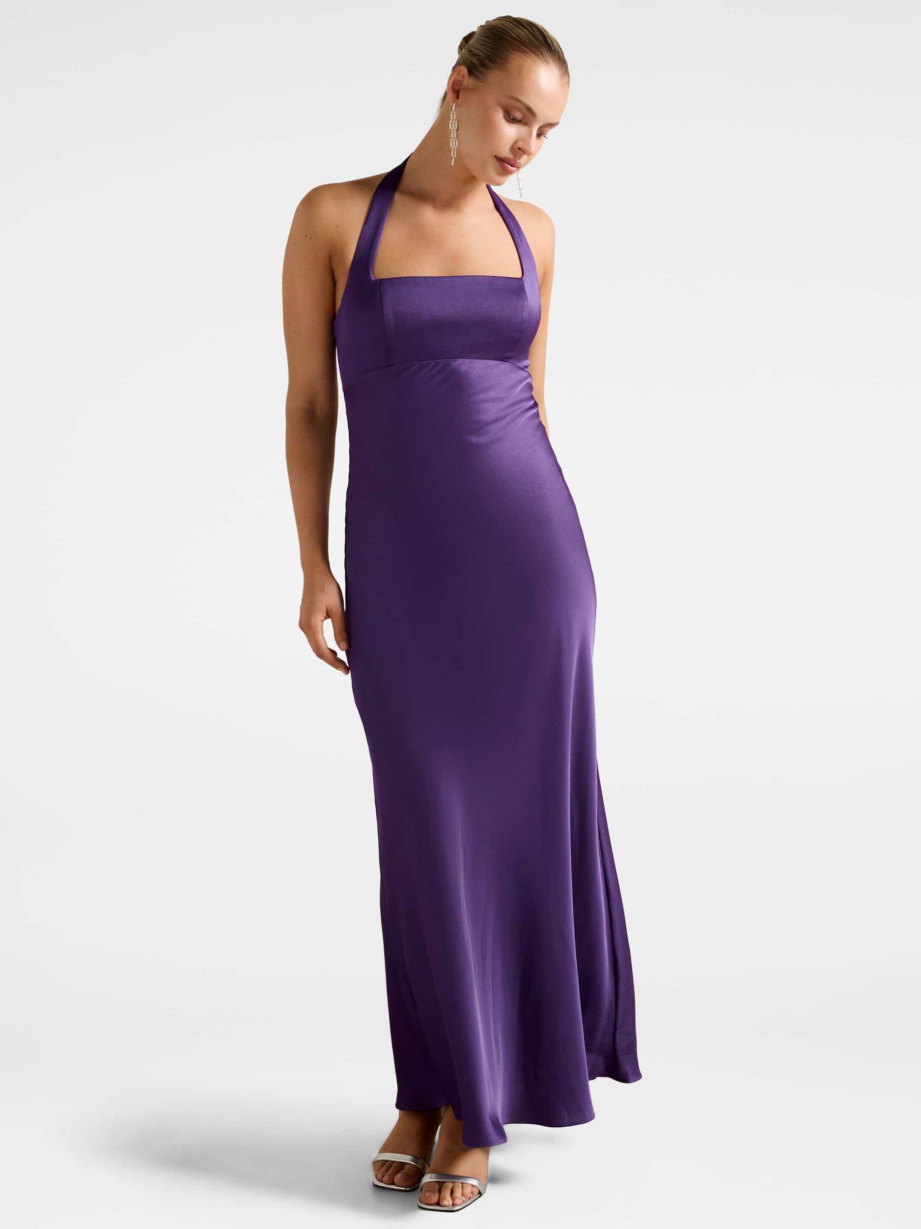 Product image 5 of 5, which shows Forever New April Open Back Satin Maxi Dress, Royal Purple, 4