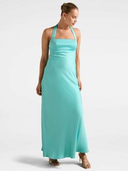 Forever New April Open Back Satin Maxi Dress, Aqua Breeze