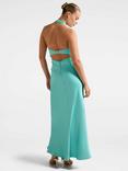 Forever New April Open Back Satin Maxi Dress, Aqua Breeze