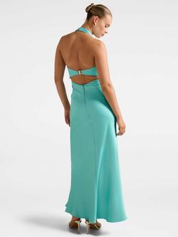 Forever New April Open Back Satin Maxi Dress - view 2, Aqua Breeze