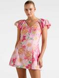 Forever New Elyssa Floral Puff Sleeve Mini Dress, Pink