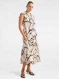 Forever New Morgan Abstract Pleated Midi Dress, Cream Myra